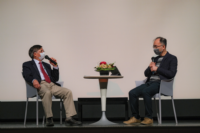 The Lecture was moderated by Professor Chung Tsz Shun Eric (right) from the Department of Mathematics.